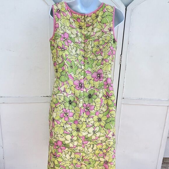 🍎 Cynthia Howie Petite Floral Silk Dress Size 10P (AA3) - Picture 8 of 11